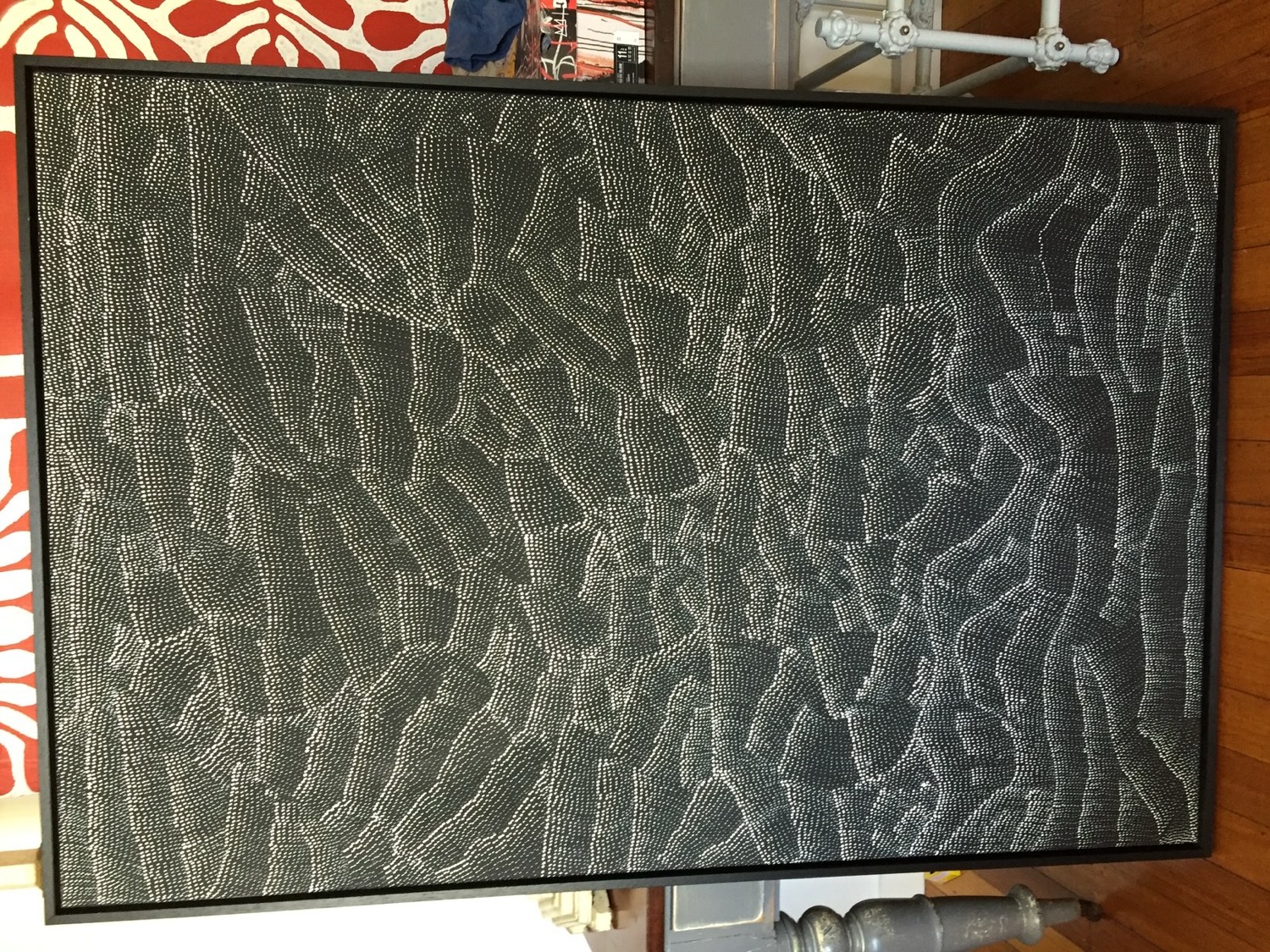 Monochrome black and white contemporary dot painting